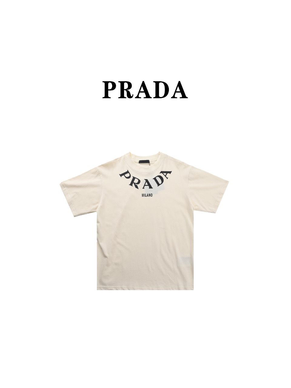 140 Prada/普拉达PRD24ss领口项链大字母logo短袖T恤