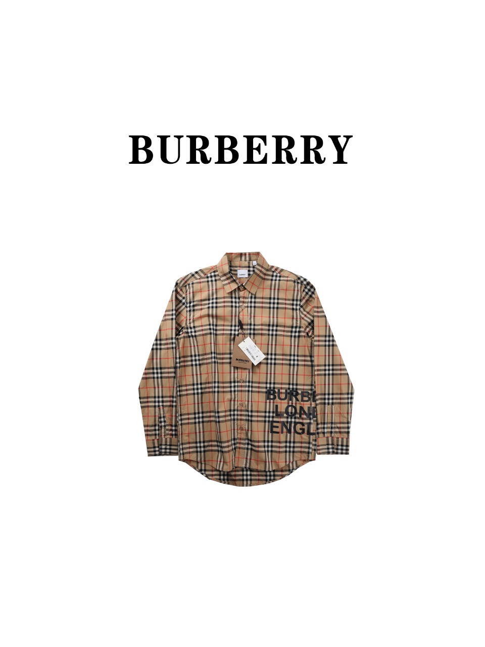 220 Burberry/巴宝莉 经典下摆侧边字母格纹衬衫