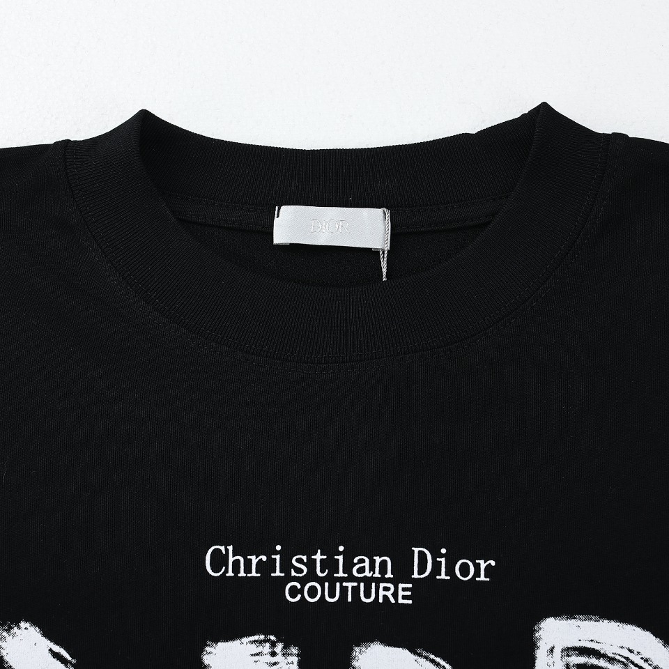 140 Dior/ 迪奥CD 24ss字母大logo手绘印花短袖T恤