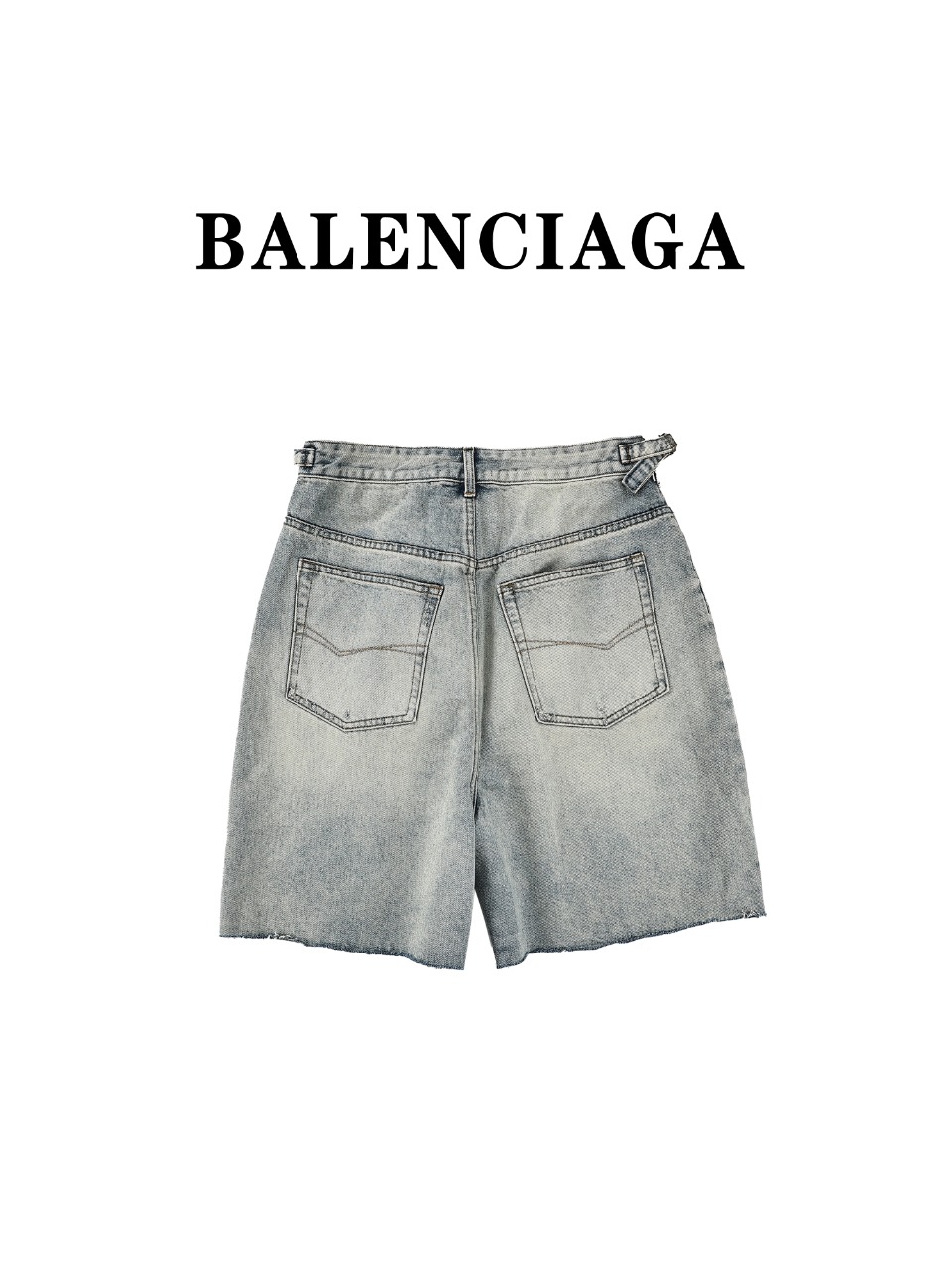 Balenciaga巴黎世家BLCG 24ss 做旧流苏裤脚牛仔短裤