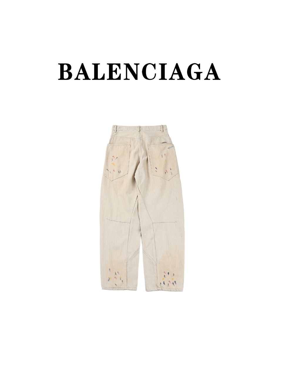 Balenciaga巴黎世家BLCG 24SS新款夏装弯刀手绘泼墨长裤