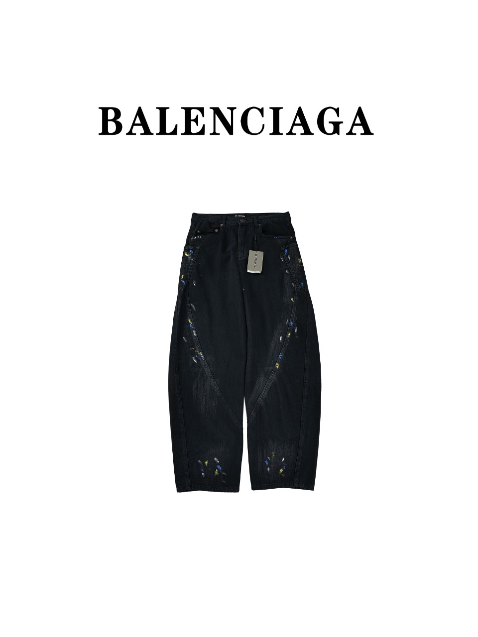 Balenciaga巴黎世家BLCG 24SS新款夏装弯刀手绘泼墨长裤