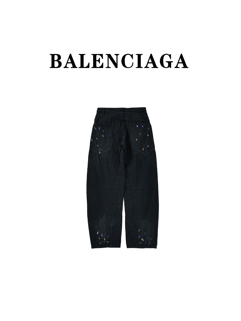 Balenciaga巴黎世家BLCG 24SS新款夏装弯刀手绘泼墨长裤