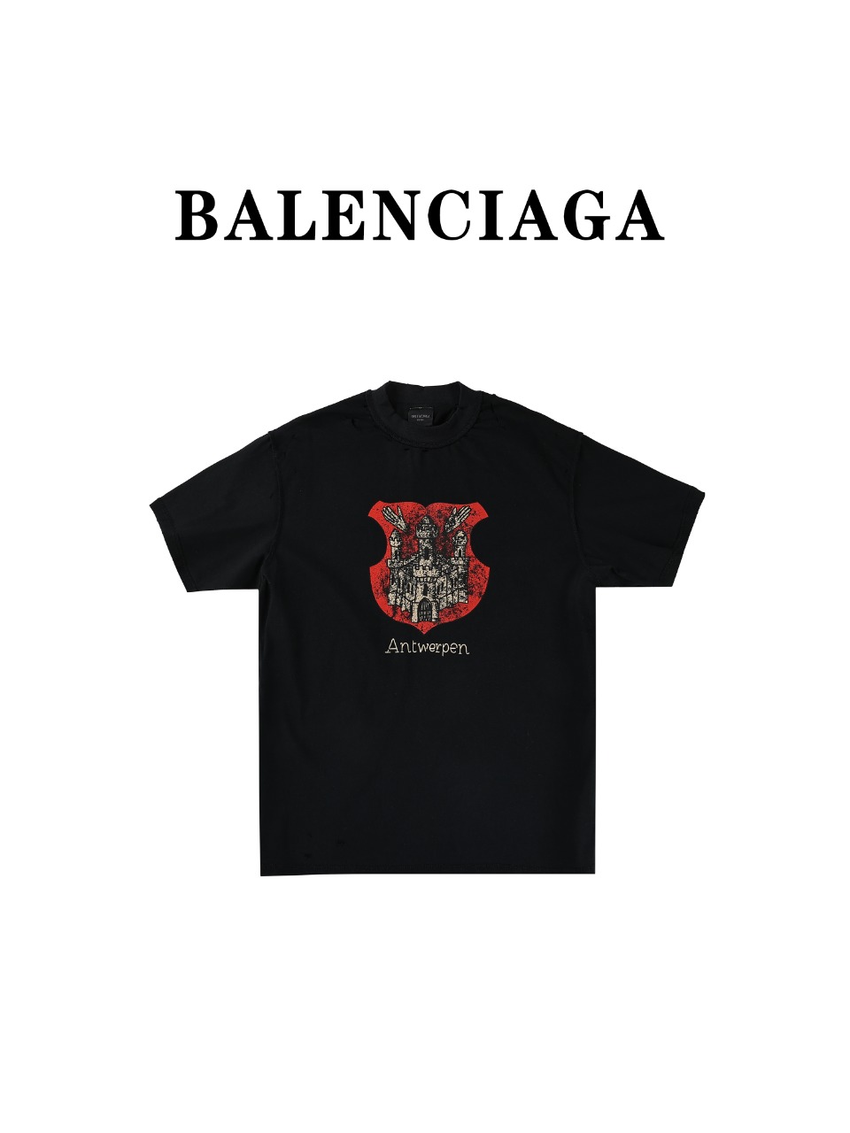 Balenciaga/巴黎世家 BLCG24ss重工水洗做旧城堡短袖T恤