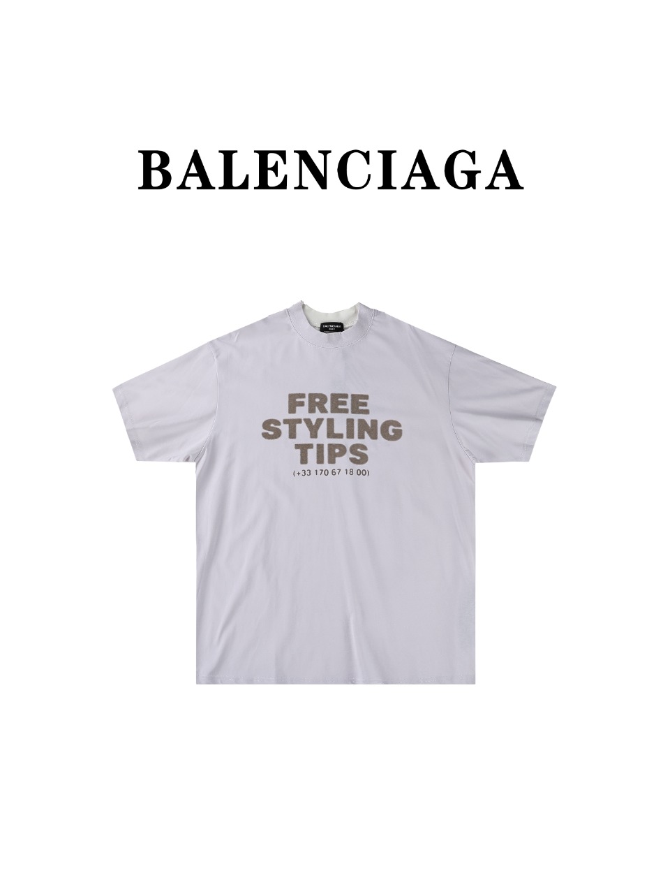 170 Balenciaga巴黎世家BLCG 24ss新款 双面拼接两穿numberx 3 b sports icon刺绣短袖T恤