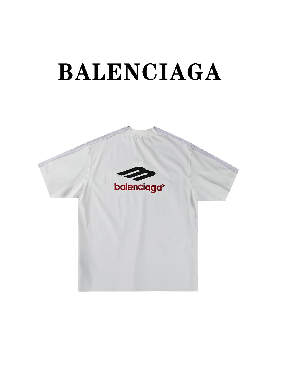 170 Balenciaga巴黎世家BLCG 24ss新款 双面拼接两穿numberx 3 b sports icon刺绣短袖T恤