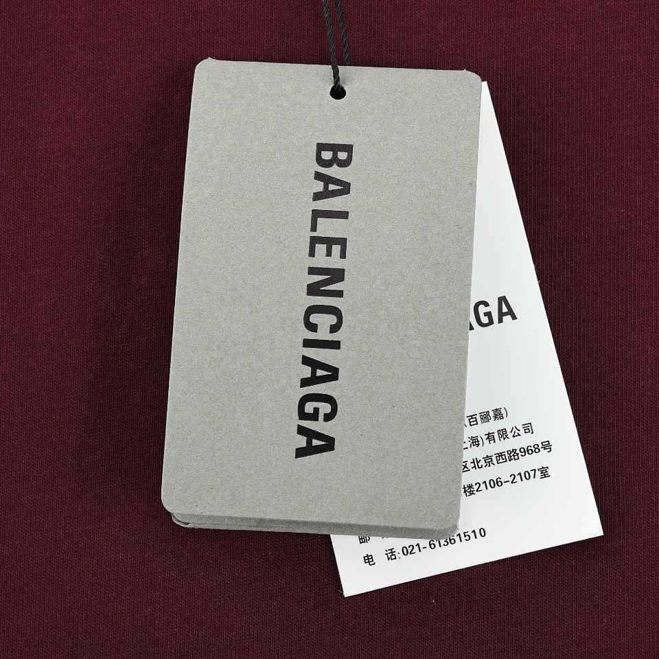 Balenciaga巴黎世家BLCG 24ss 枣红色胶带字母短袖T恤