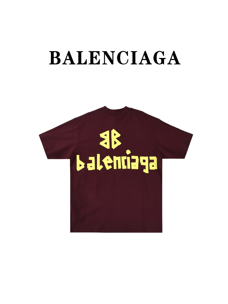 Balenciaga巴黎世家BLCG 24ss 枣红色胶带字母短袖T恤