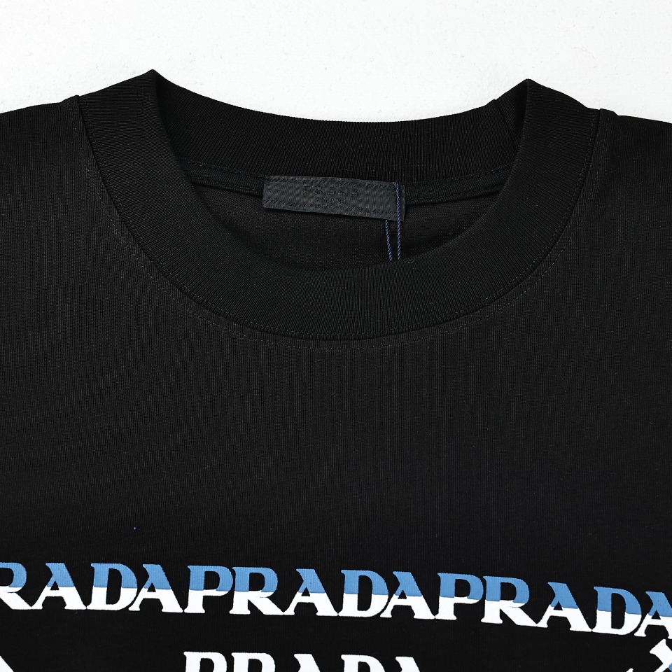 PRADA/普拉达24ss新款三角标拼色字母短袖T恤