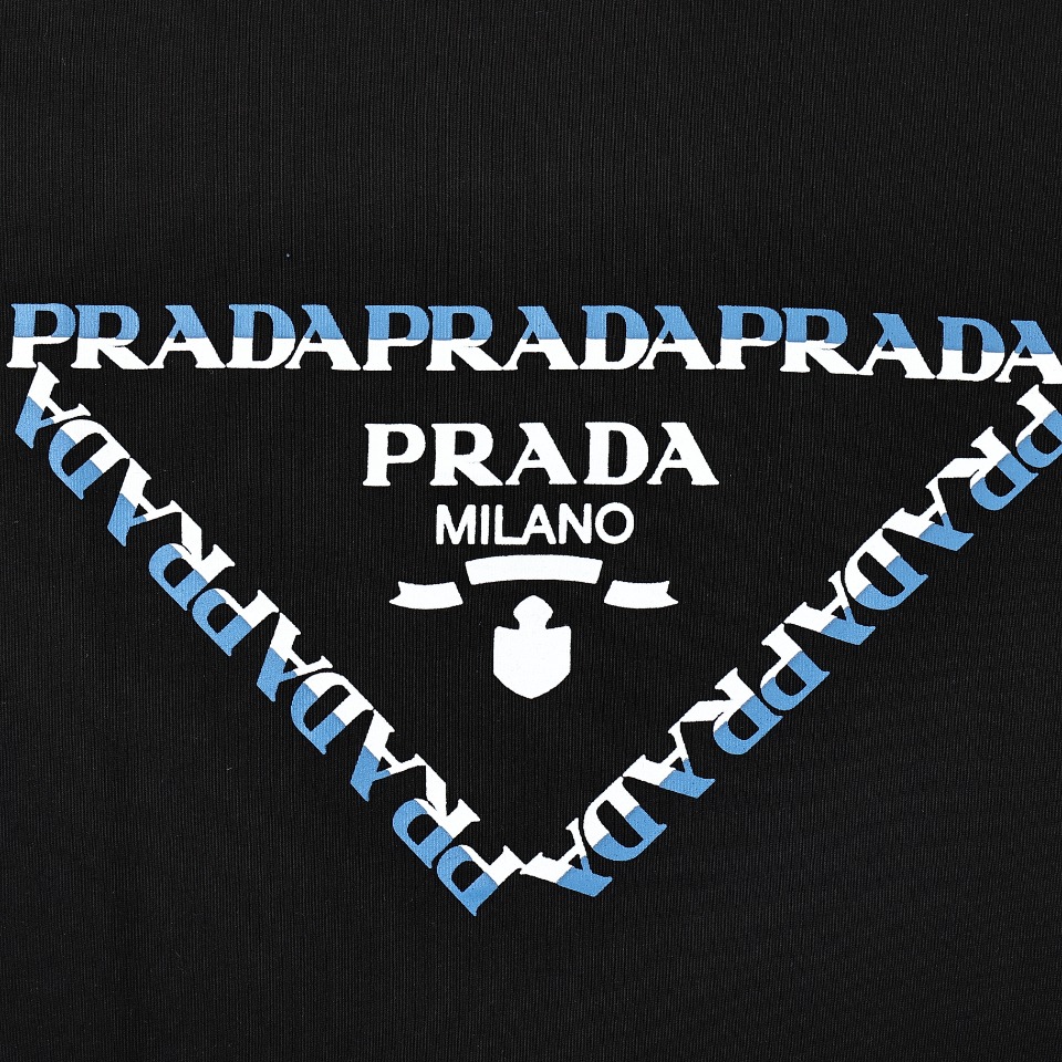 PRADA/普拉达24ss新款三角标拼色字母短袖T恤