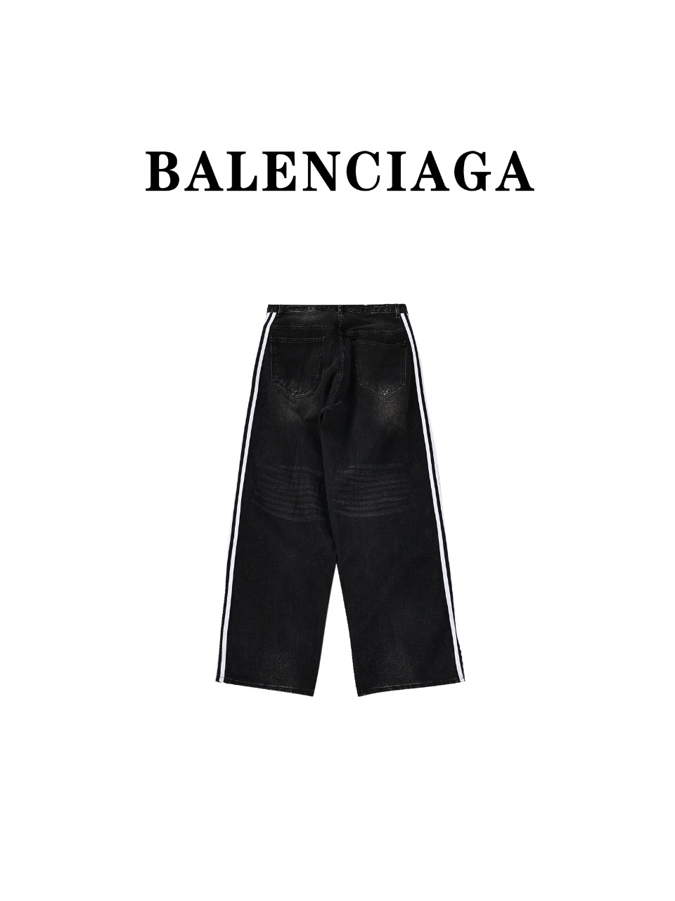 顶级版本) Balenciaga x adidas 23ss Large Baggy联名款三道杠水洗秀款牛仔裤