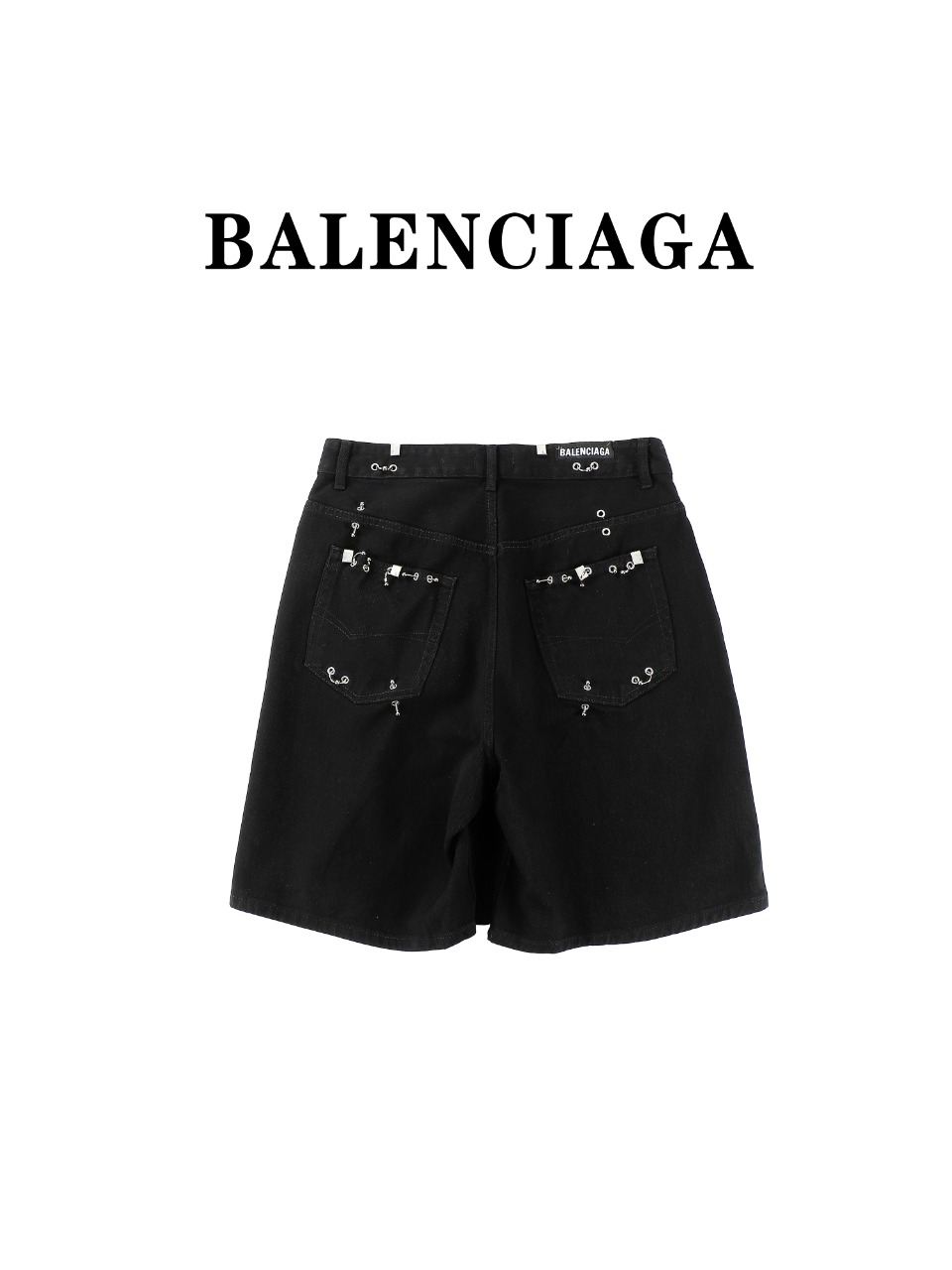 BALENCIAGA/巴黎世家BLCG 24ss柳丁火机头穿孔宽松牛仔短裤