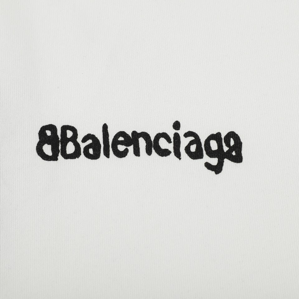 Balenciaga巴黎世家BLCG 24SS涂鸦小字母印花短袖T恤