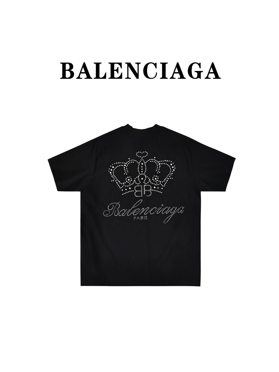 BALENCIAGA/巴黎世家BLCG 24ss重工皇冠烫钻短袖T恤