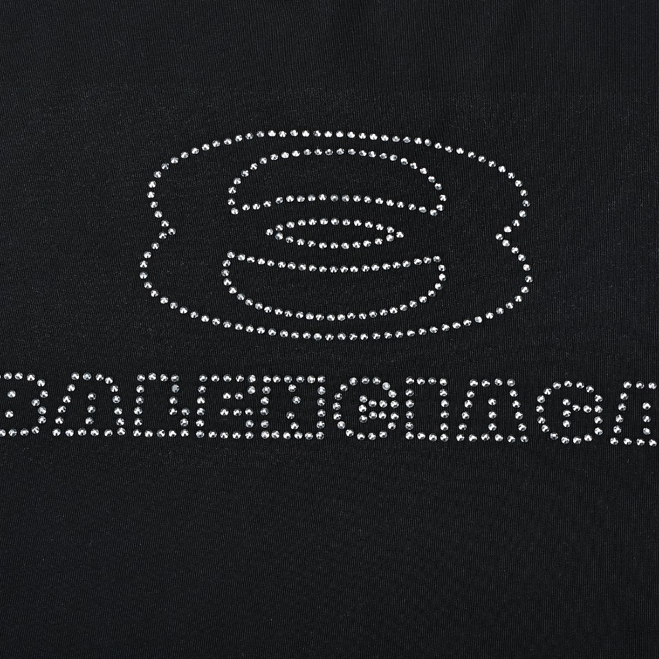 Balenciaga巴黎世家BLCG24ss新款前后8字烫钻短袖T恤