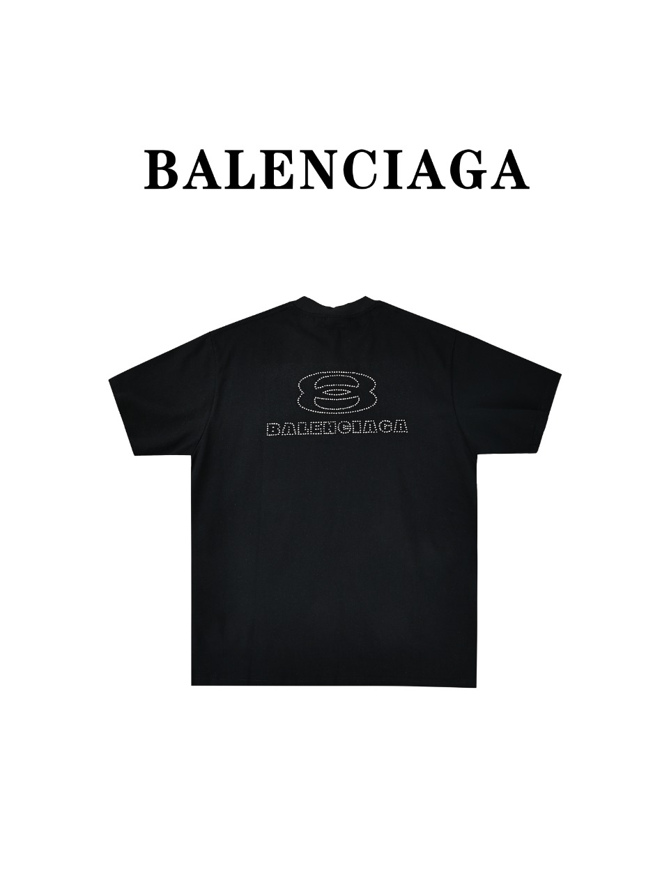 Balenciaga巴黎世家BLCG24ss新款前后8字烫钻短袖T恤