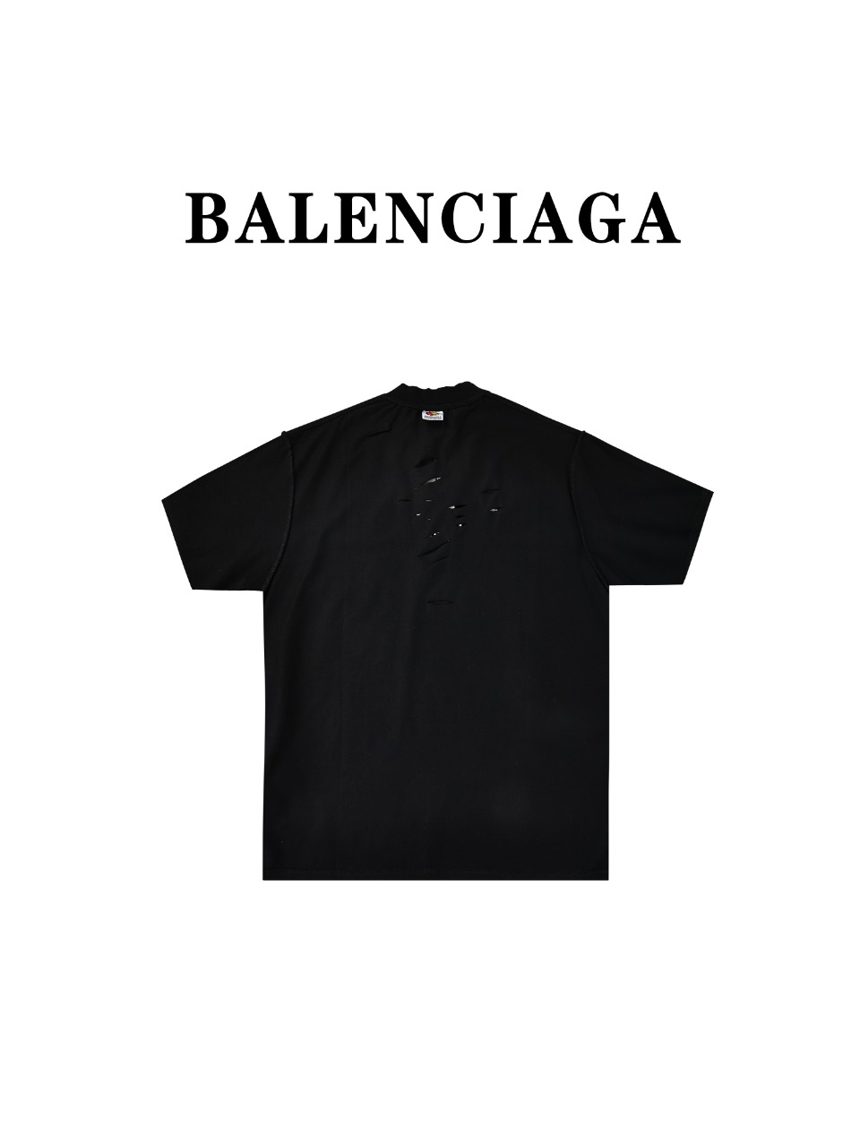 Balenciaga 巴黎世家 BLCG 24ss反向刺绣字母破洞短袖T恤