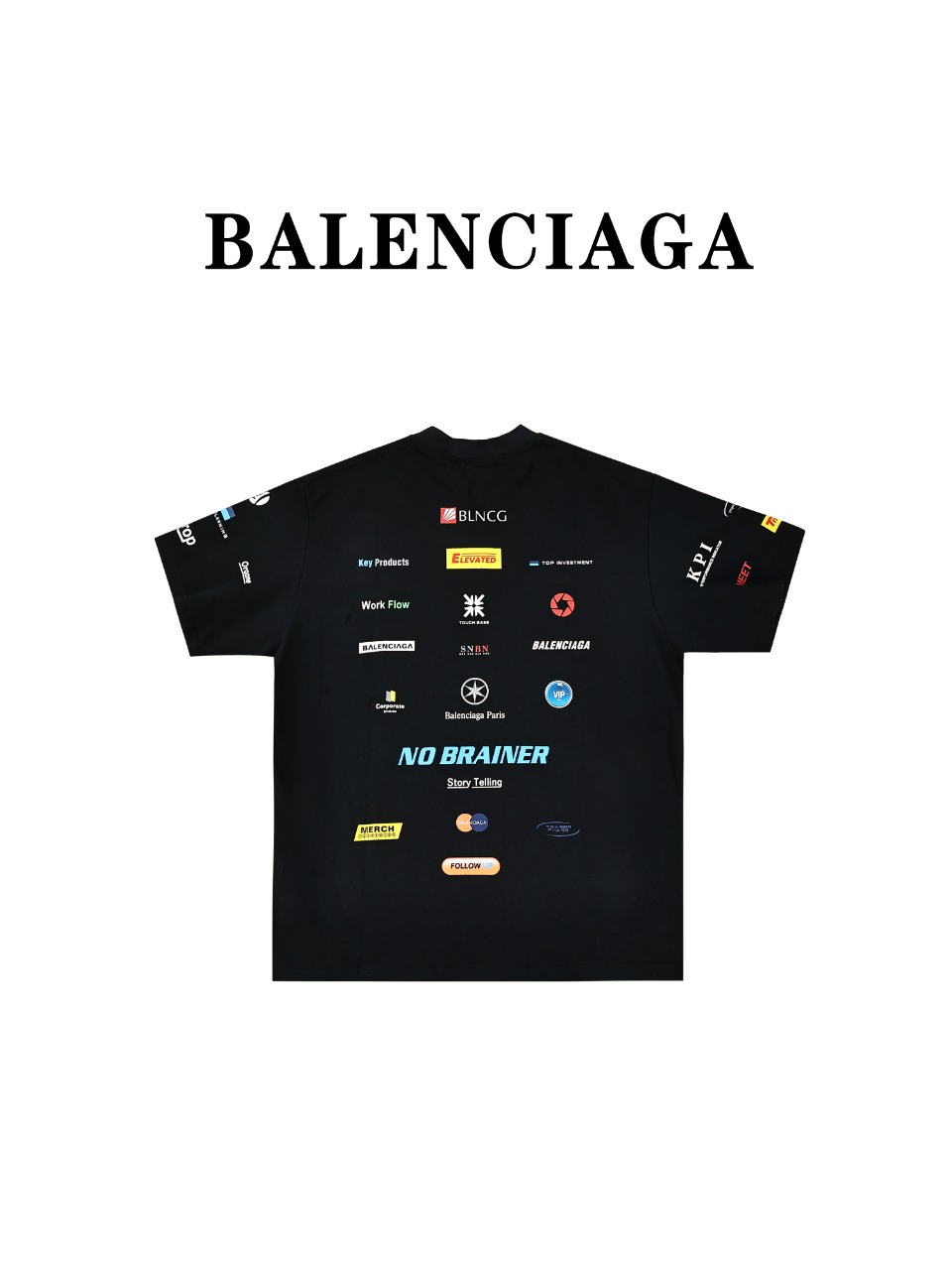 Balenciaga巴黎世家BLCG 24ss赛车服多元素标签印花短袖T恤