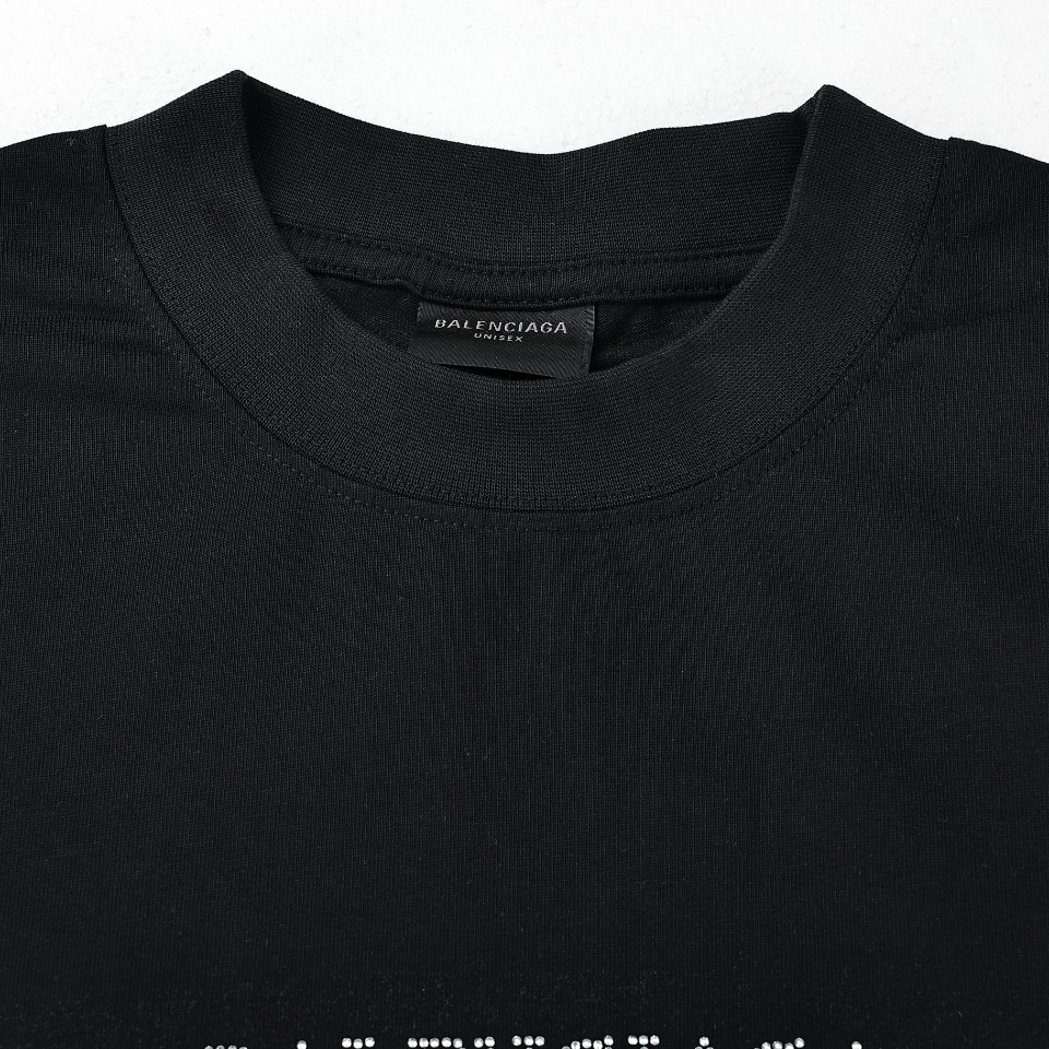 BALENCIAGA/巴黎世家BLCG 24ss新FASHION INSTITUTE字母烫钻短袖T恤