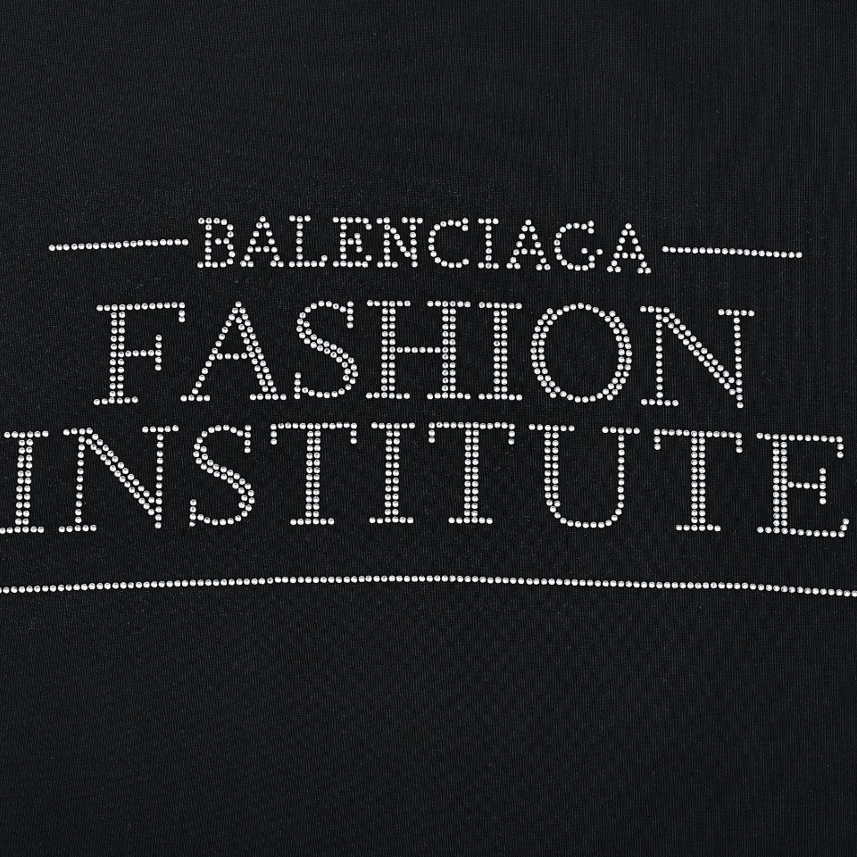 BALENCIAGA/巴黎世家BLCG 24ss新FASHION INSTITUTE字母烫钻短袖T恤