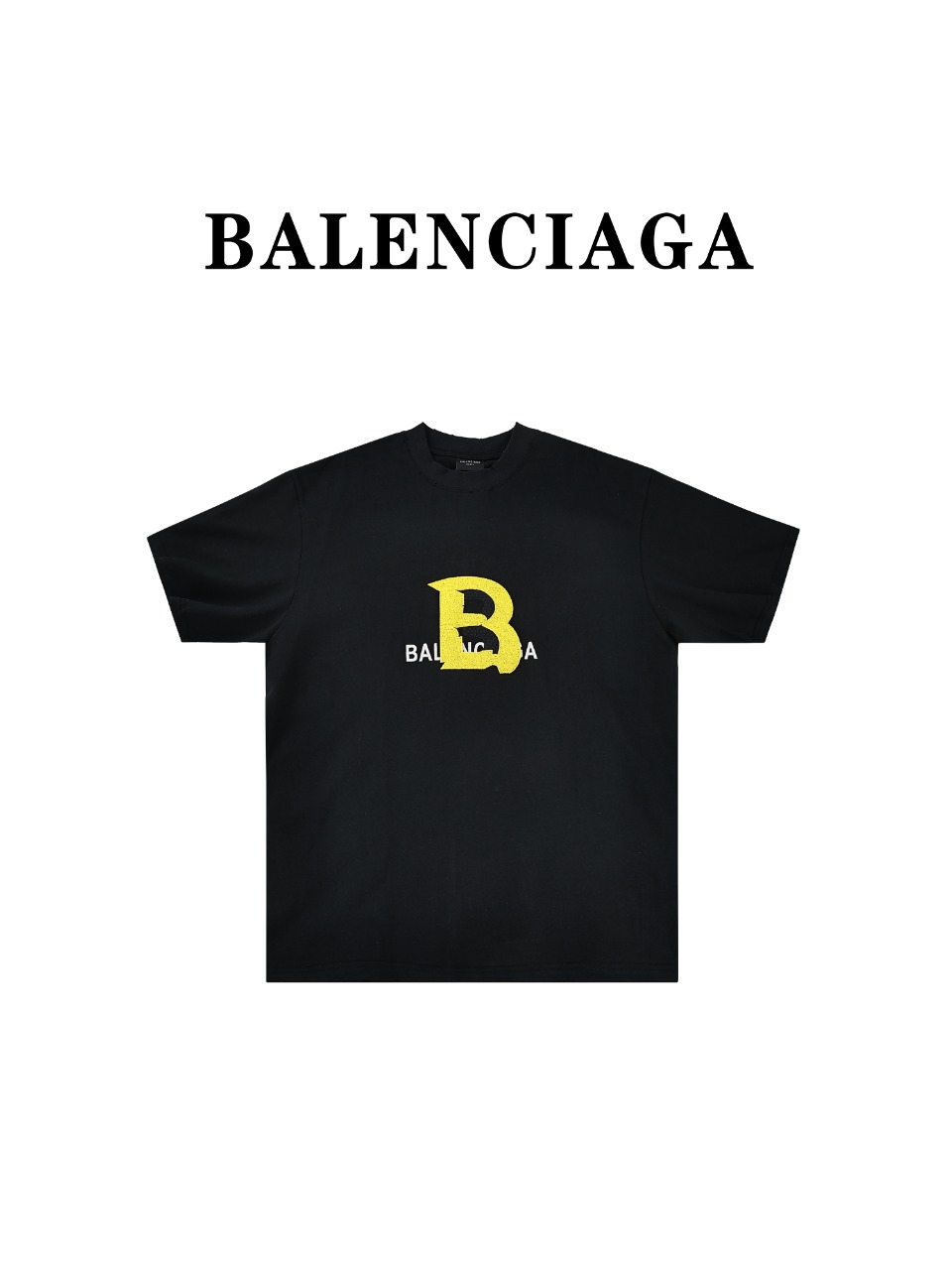 Balenciaga巴黎世家BLCG24ss 大B标识字母毛刷绣短袖T恤