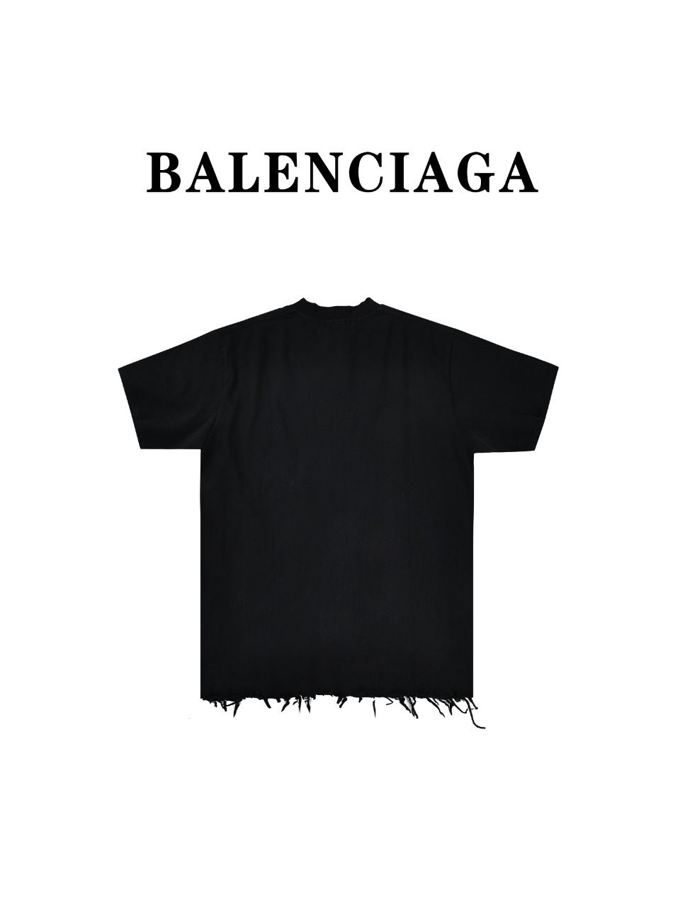 Balenciaga巴黎世家BLCG24ss 破坏下摆流苏BB刺绣短袖T恤