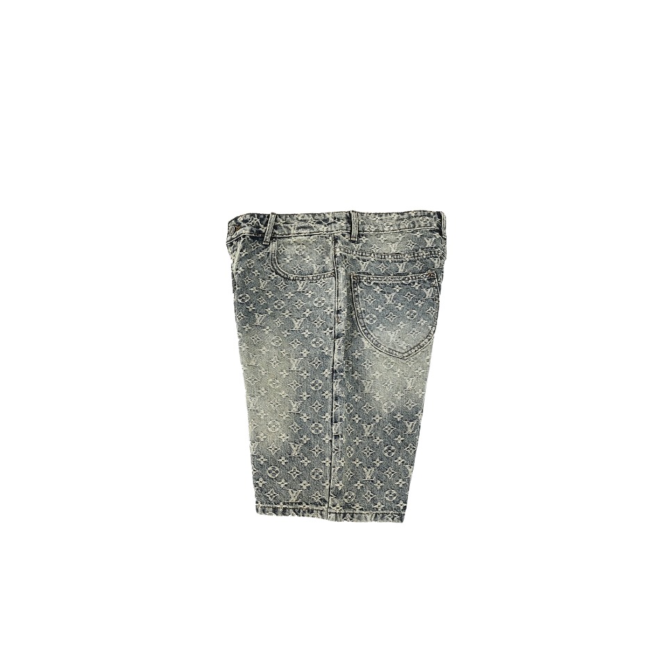 Louis Vuitton/路易威登LV满印提花直筒水洗牛仔短裤