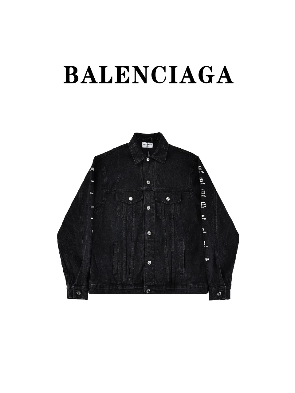 巴黎世家balenciaga后背满logo印字母牛仔夹克外套