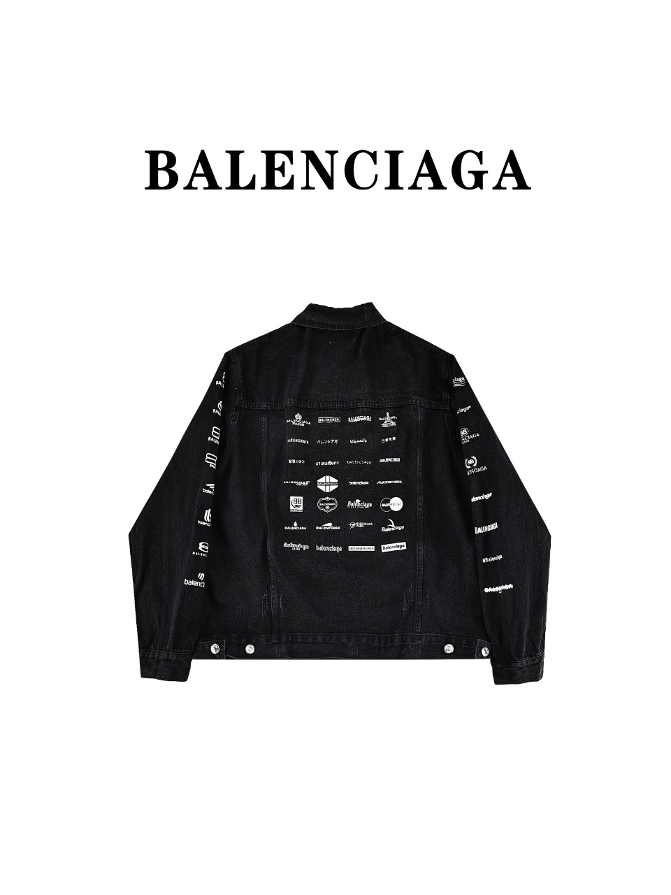 巴黎世家balenciaga后背满logo印字母牛仔夹克外套