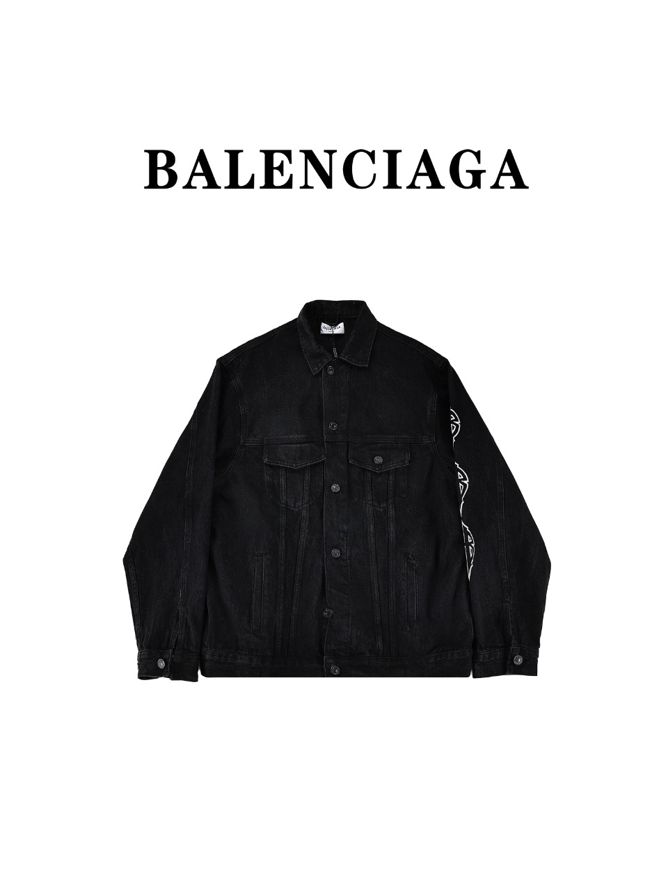 BALENCIAGA/巴黎世家BLCG 23SS 水洗梵文铁塔牛仔夹克外套