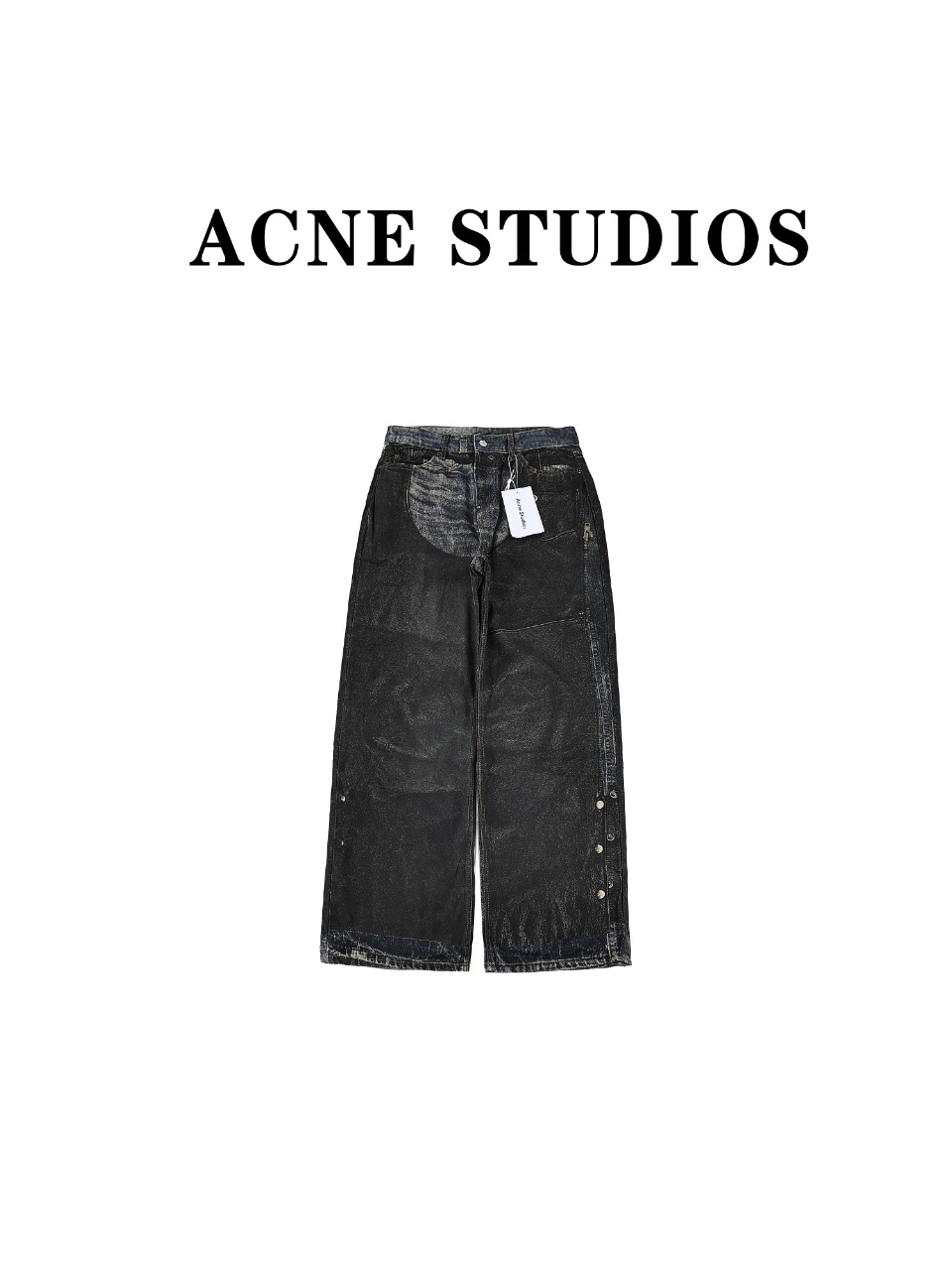 Acne Studios 错视数码腰带拉链扣子3D打印牛仔裤