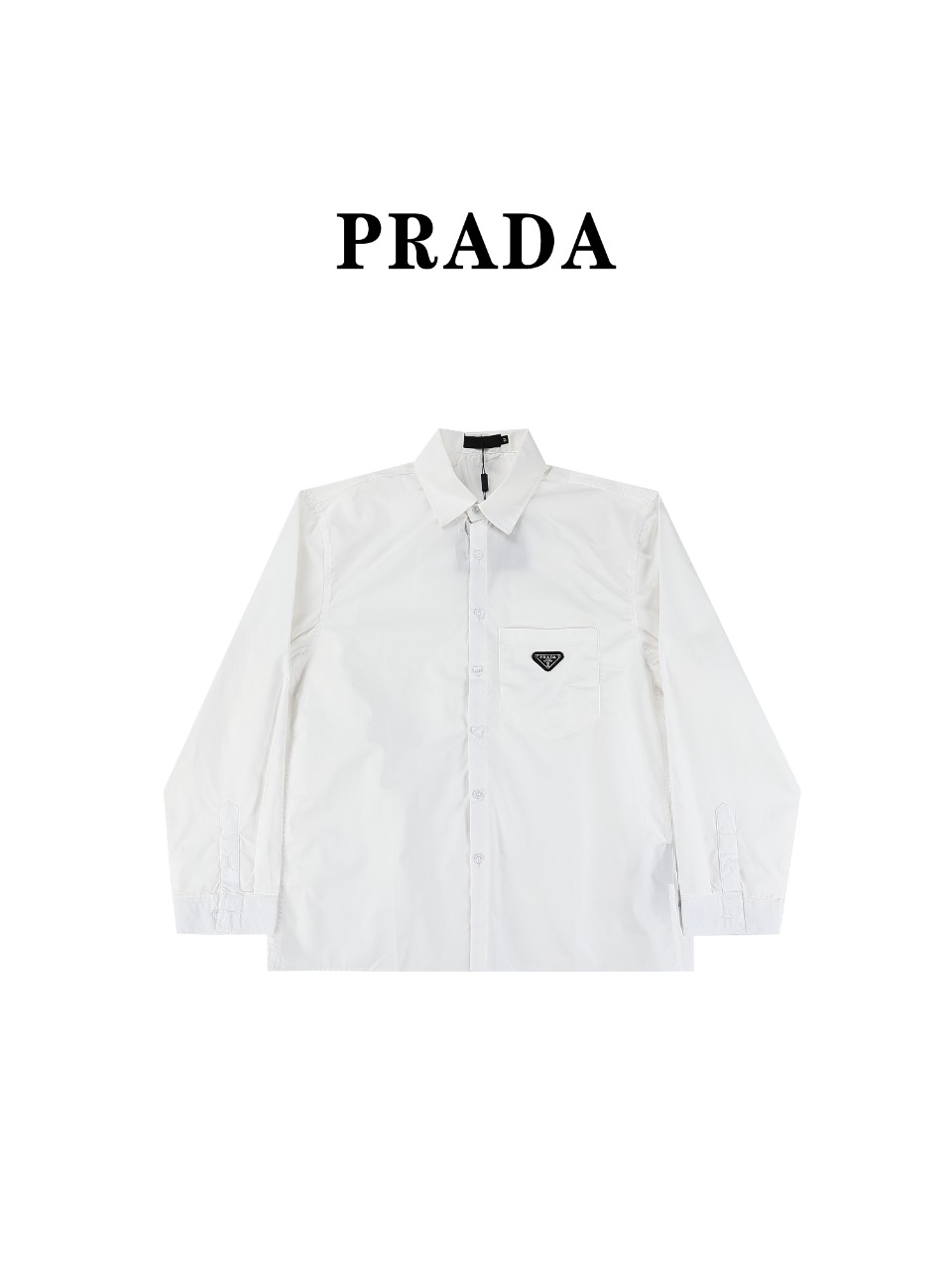 PRADA/普拉达PRD 24ss三角标口袋府绸长袖衬衫