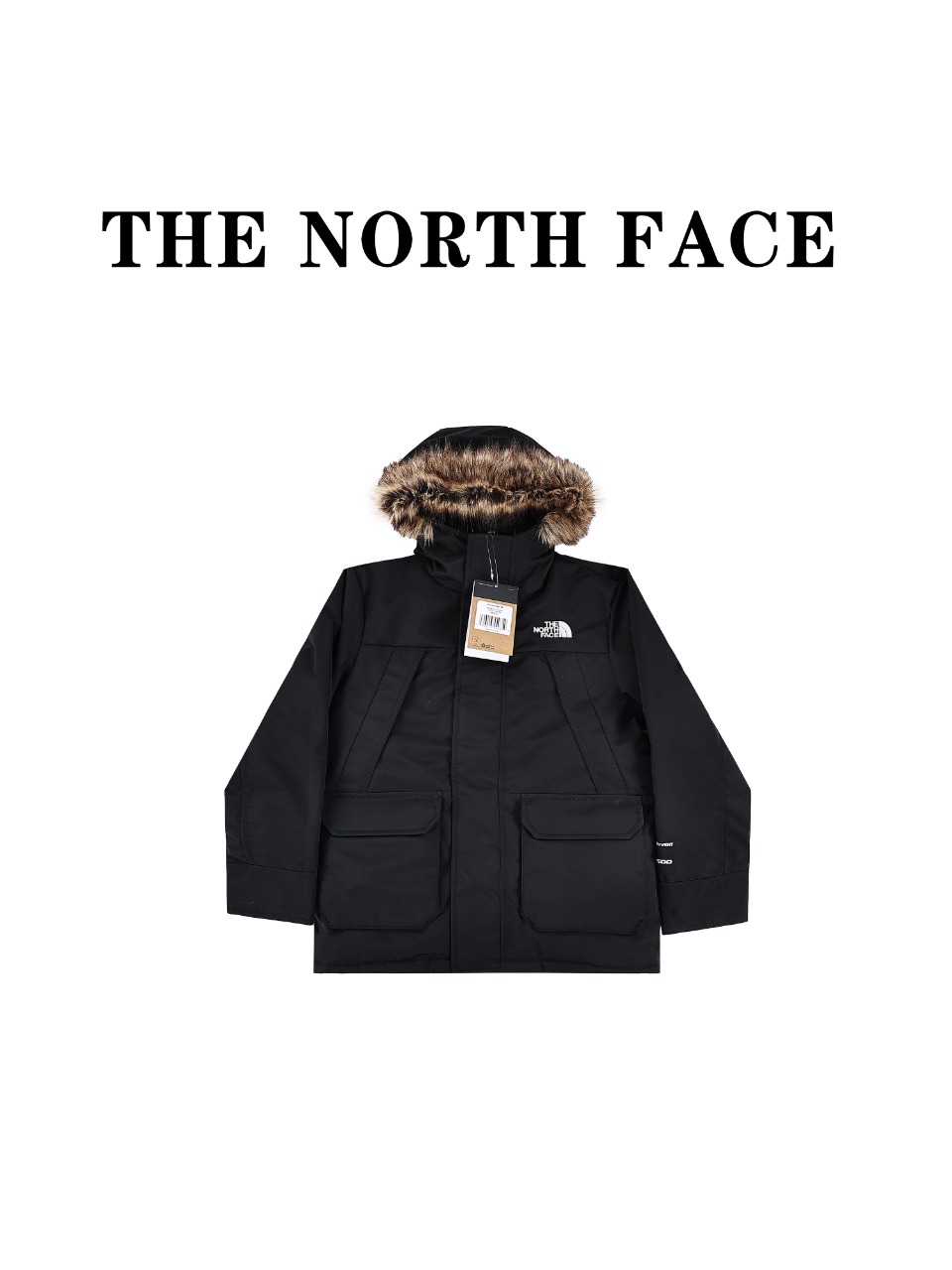 北面THE NORTH FACE 品牌Logo刺绣连帽毛领拉链羽绒服