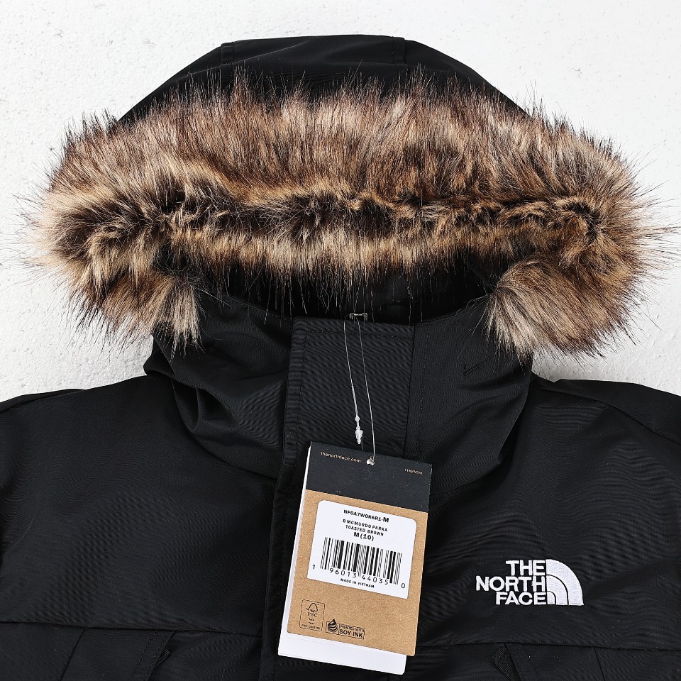 北面THE NORTH FACE 品牌Logo刺绣连帽毛领拉链羽绒服