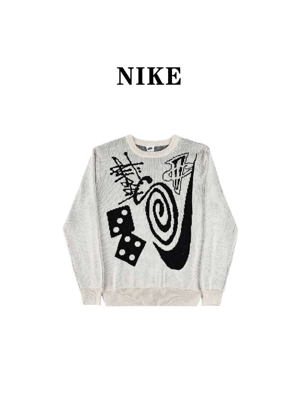 斯图西StussyNike 联名款Logo图案印花圆领套头针织衫