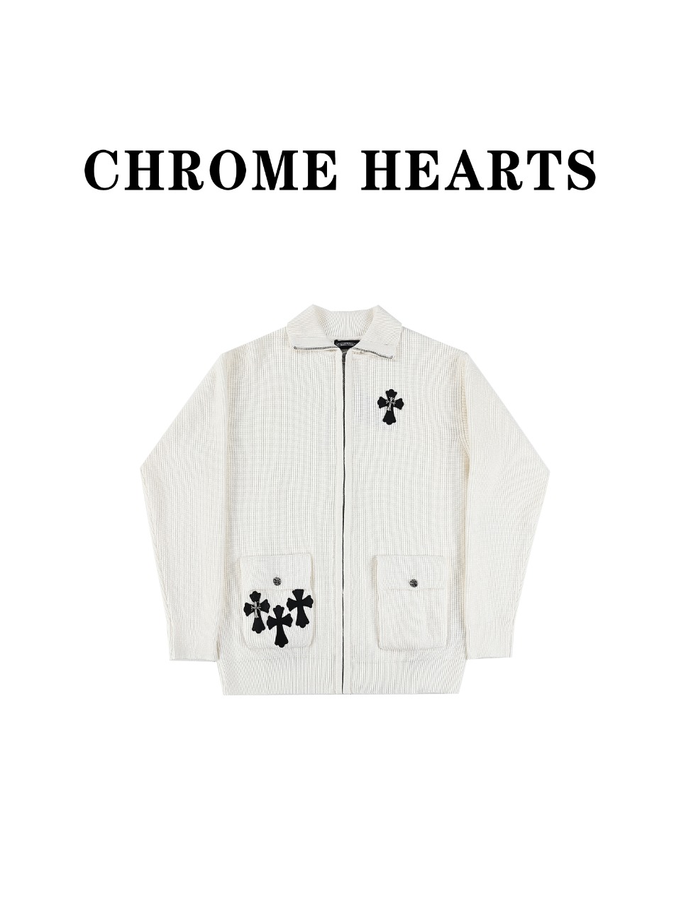 Chrome hearts克罗心23十字架装饰拉链开衫毛衣