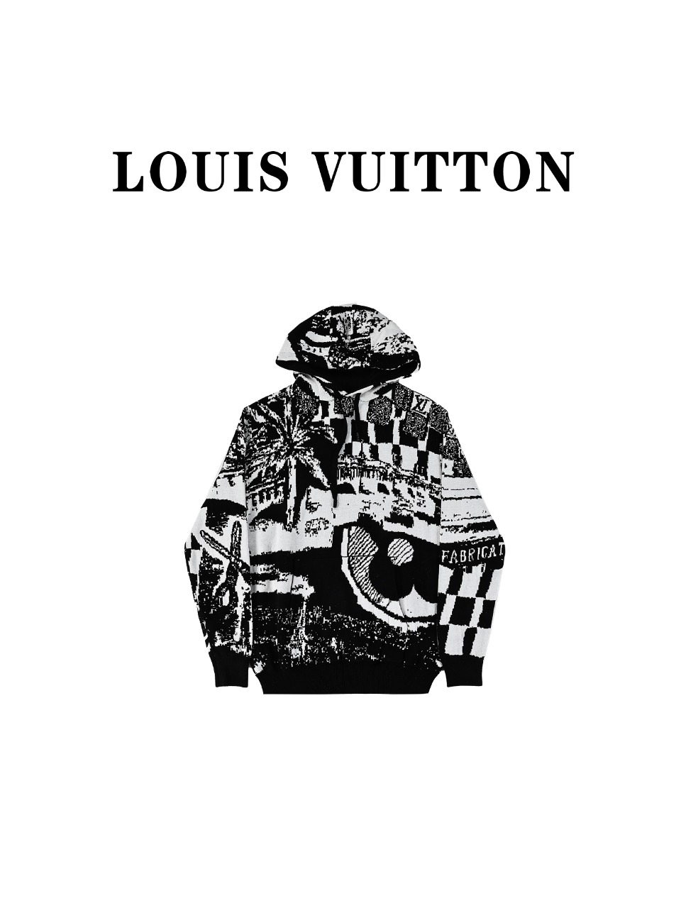 Louis vuitton 路易威登24s拼贴图案提花连帽毛衣