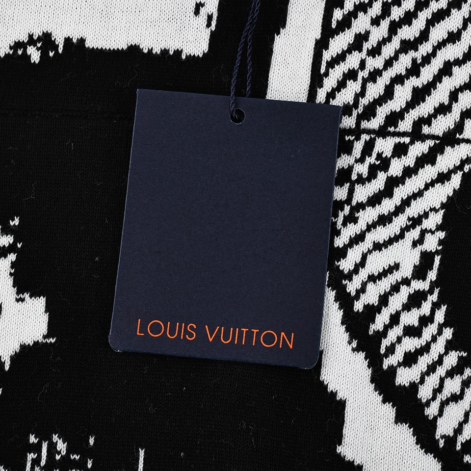 Louis vuitton 路易威登24s拼贴图案提花连帽毛衣