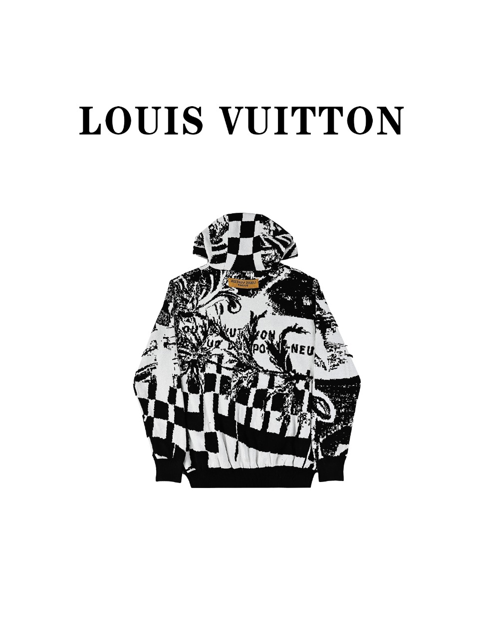 Louis vuitton 路易威登24s拼贴图案提花连帽毛衣