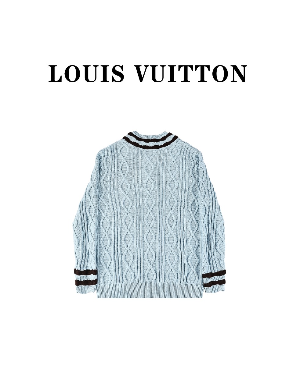 Louis vuitton路易威登24ss LV新款 V领 立体窗花拼色套头毛衣