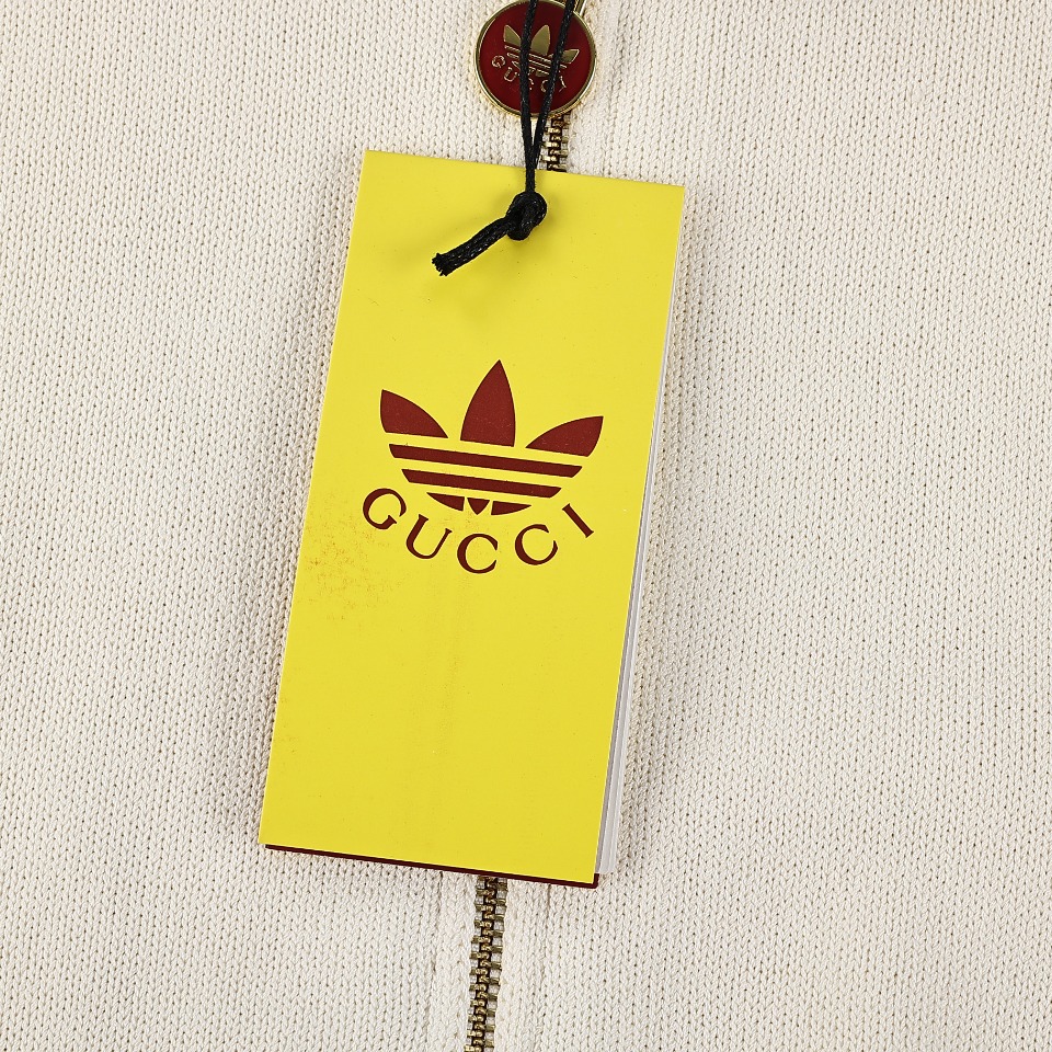 Gucci/古驰GUC & Adidas/阿迪达斯 24Fw 联名三叶草刺绣针织夹克外套