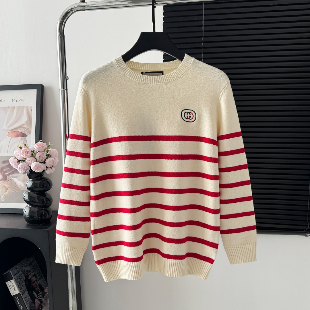 High-Quality Italian Imported Gucci Striped Sweaters in CDC M86 Section - 图片 1