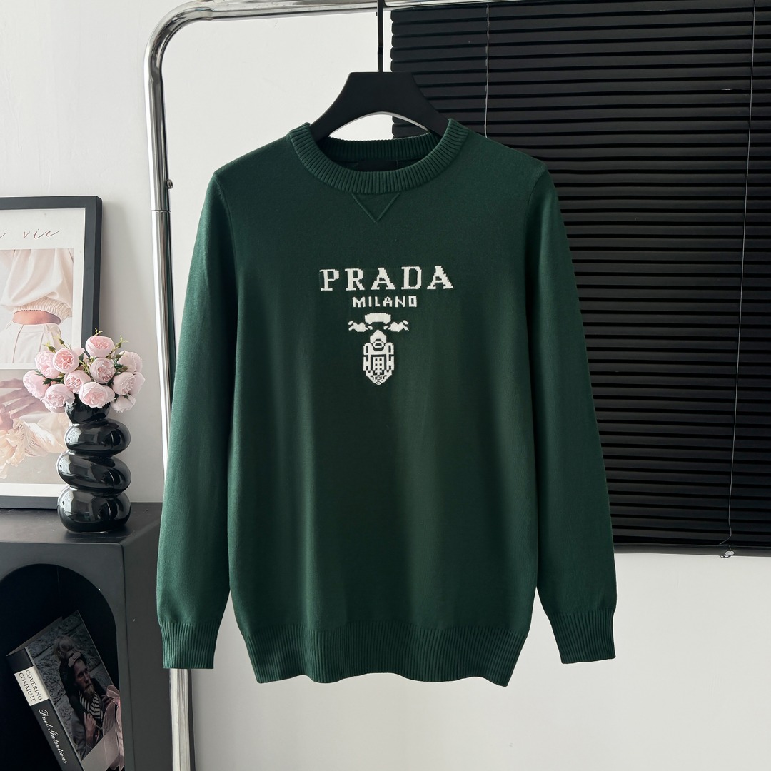 Prada Italian Sweater: High-Quality, Durable, Stylish Collection in Ink Green