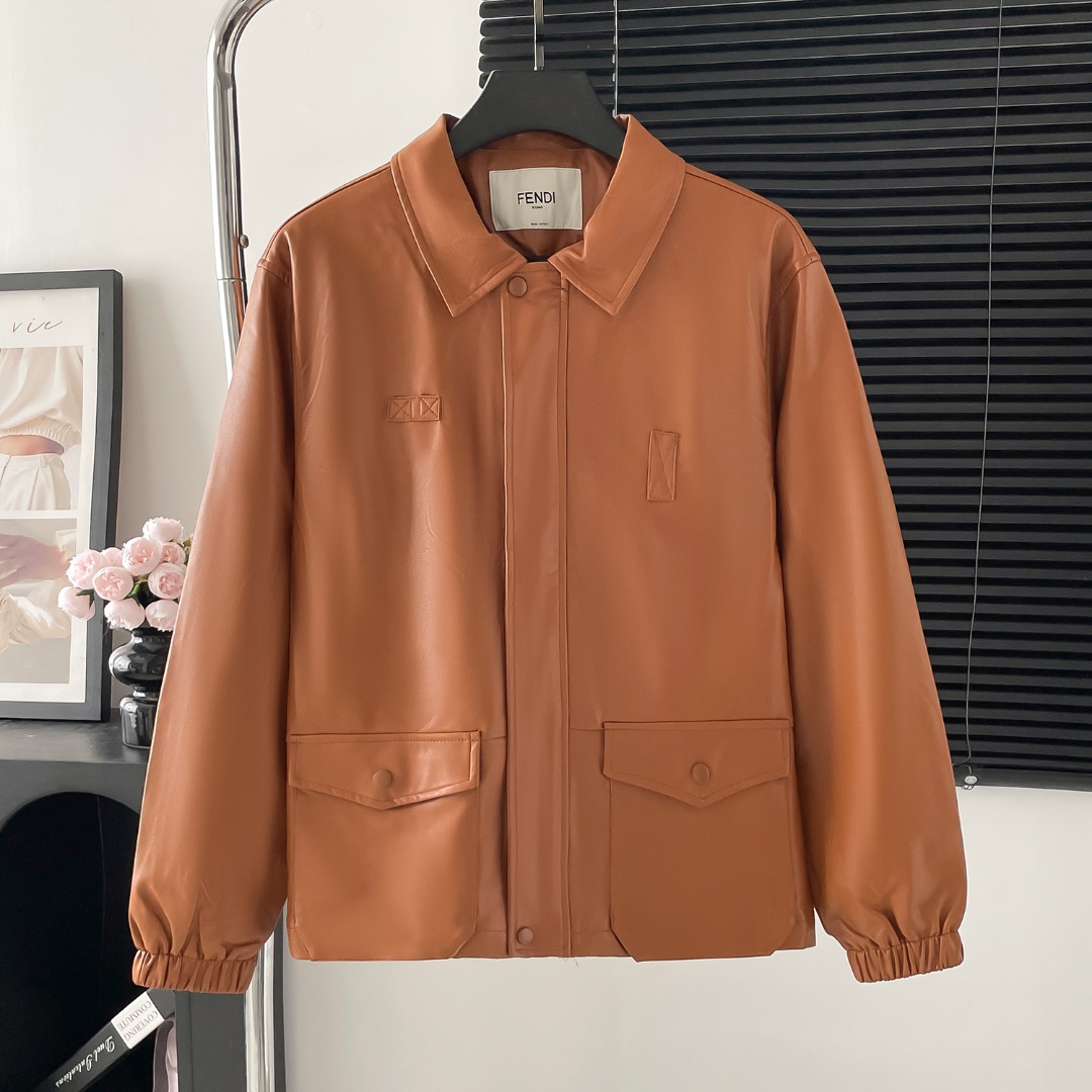 Fashion Jacket: Fendi Findi Findi, 2024 Autumn Leather Recreational Style, Lightweight & Wrinkle-Free. - 图片 1