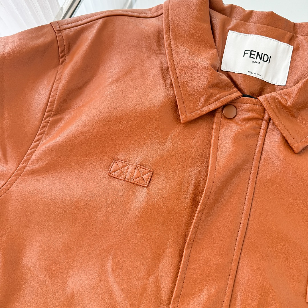 Fashion Jacket: Fendi Findi Findi, 2024 Autumn Leather Recreational Style, Lightweight & Wrinkle-Free. - 图片 4
