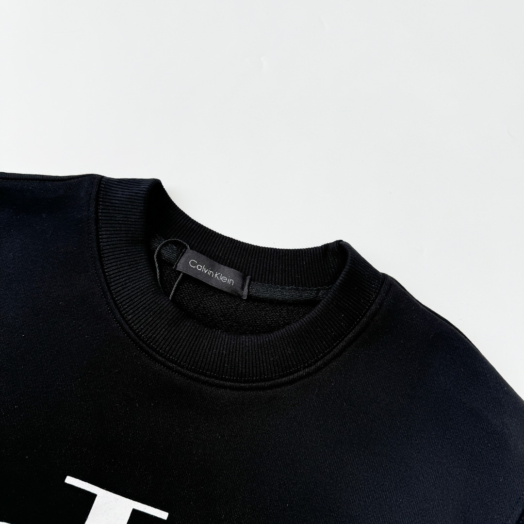 CDC W166: CK Letter Embroidery Round Collar Clothes in Heavy Fabric - 图片 4