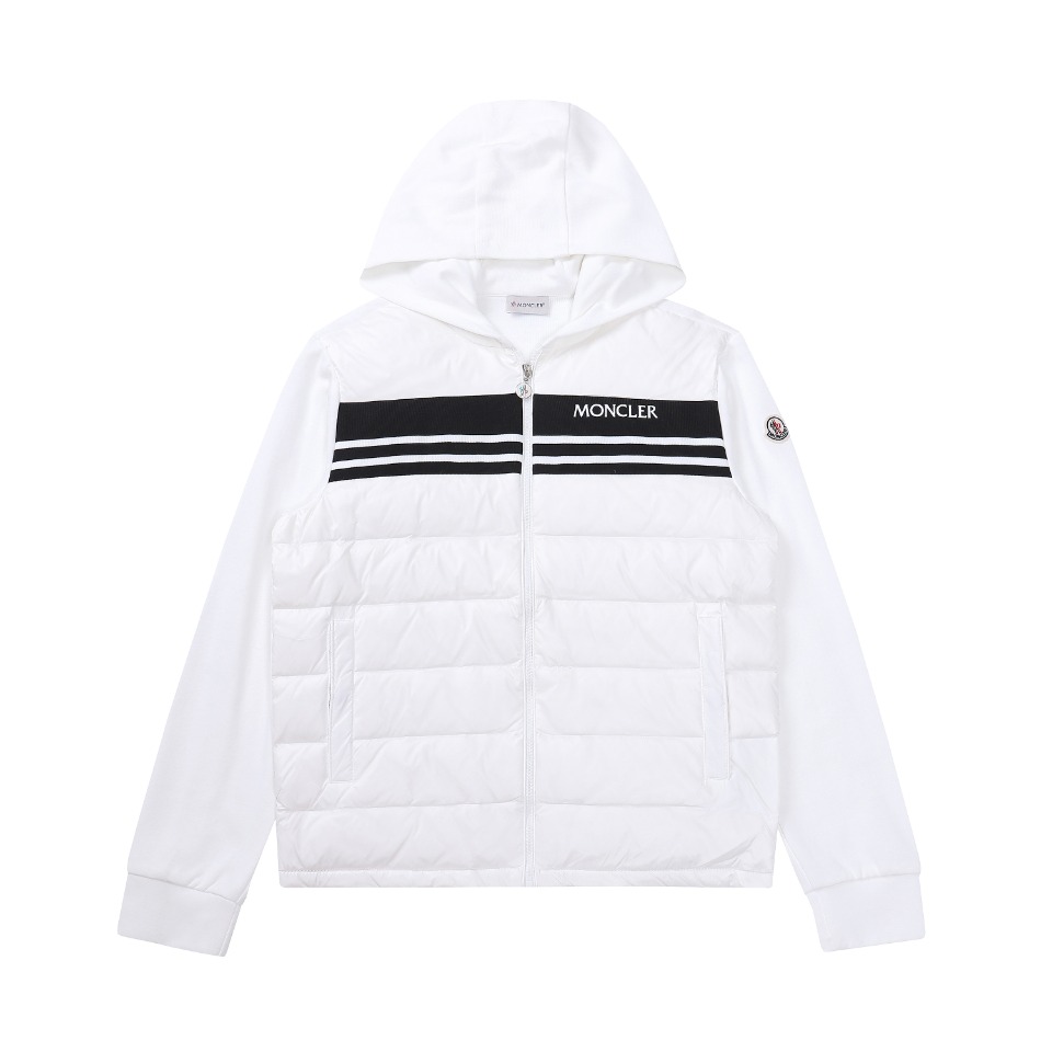 Modelo ~~F327 versión de compra por encargo Monclea Moncler cuello alto de punto combinado con plumón, capucha de punto…