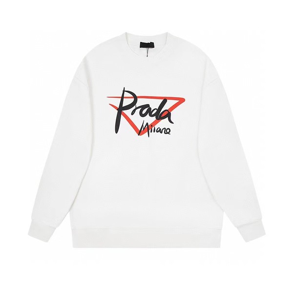 Prada Clothing Sweatshirts Black White Printing Unisex Cotton Fall Collection Fashion Casual