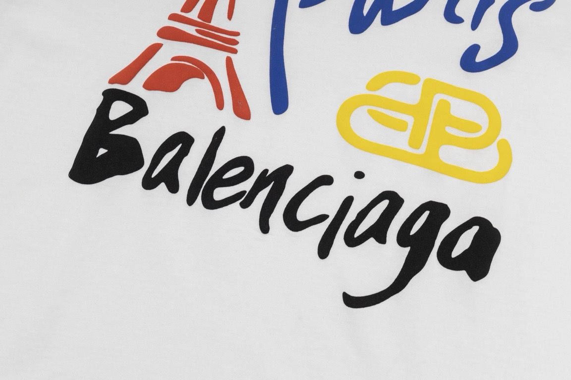 Balenciaga巴黎世家24ss顶级胶浆印花短袖T恤 把平面图案有层次感