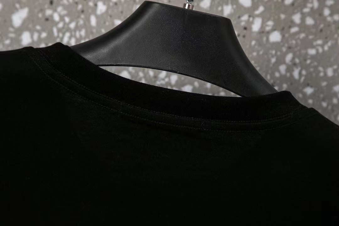 #Dior男女同款32S双纱爽全棉280克重高品质涂鸦艺术字母数码直喷工艺-颜色:黑/白-码数:XS-L